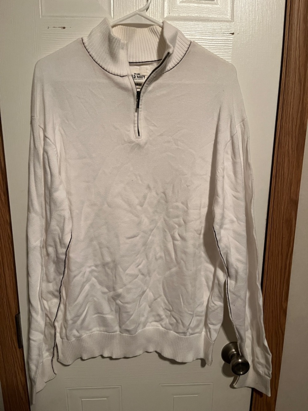 Old Navy Men's White Half-Zip Pullover Sweater